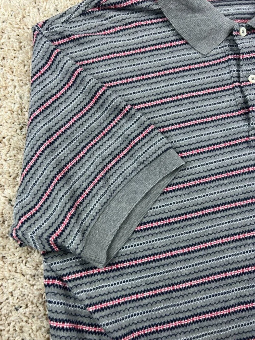 Polo Ralph Lauren Polo Shirt Mens Large L Short Sleeve Gray Red Geometric Print